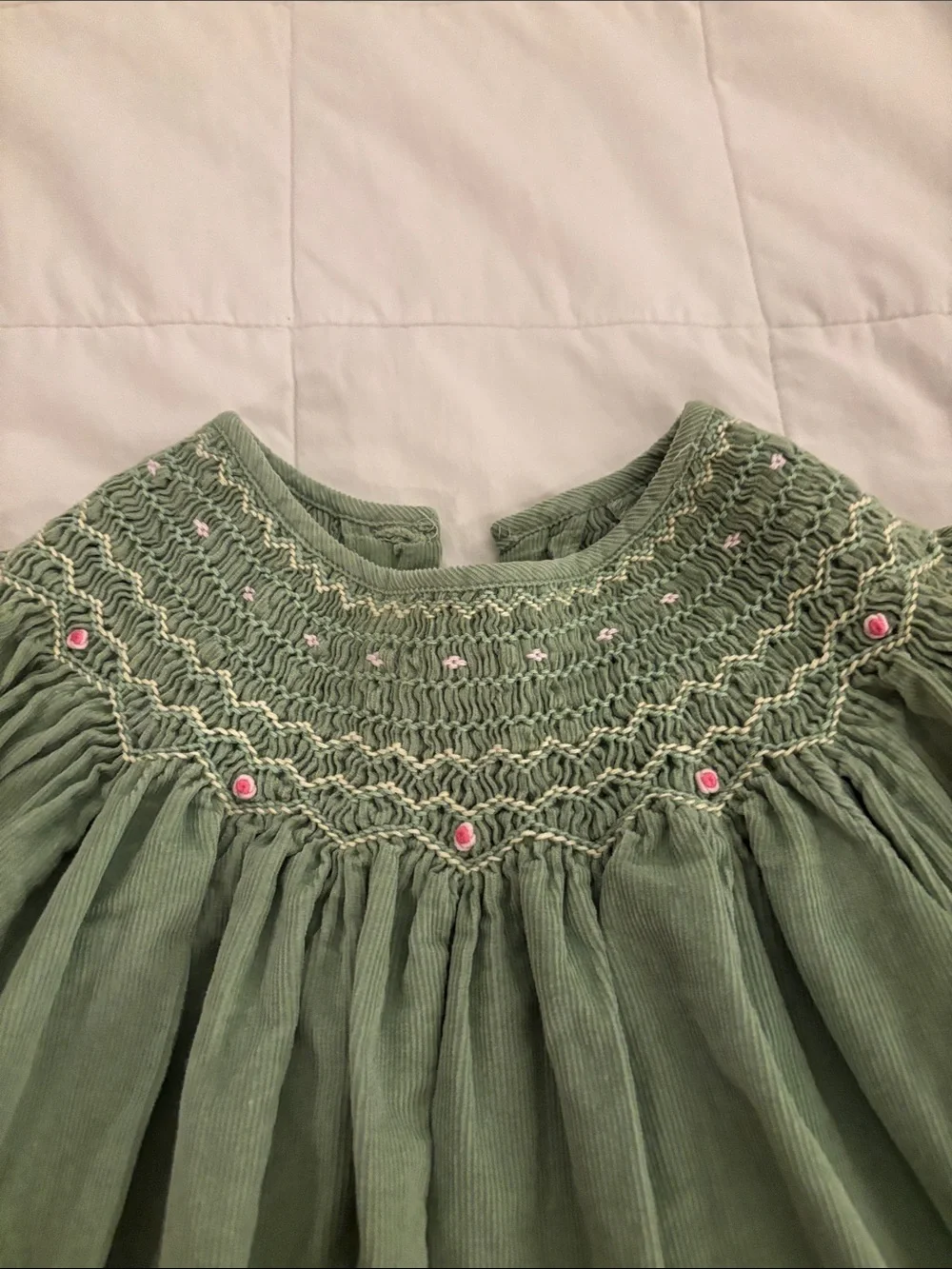 Mom & Me Girls' Olive Green Smocked Long-Sleeve Dress Sz 3T NWOT